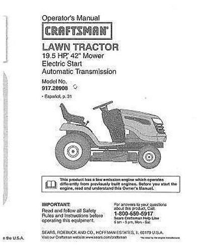 Craftsman Lawn Tractor Operators Manual 917.28921 | eBay