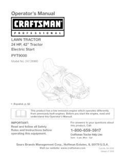 247.28980 Craftsman Professional 24 HP 42 Inch Lawn Tractor Manual