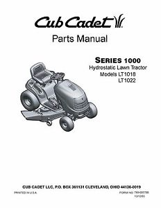 Cub Cadet Parts Manual Model No. LT 1018 - LT 1022 | eBay