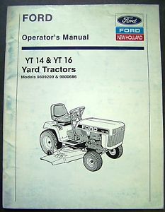 Ford Model YT 14 and YT 16 Lawn Tractors Operators Manual | eBay