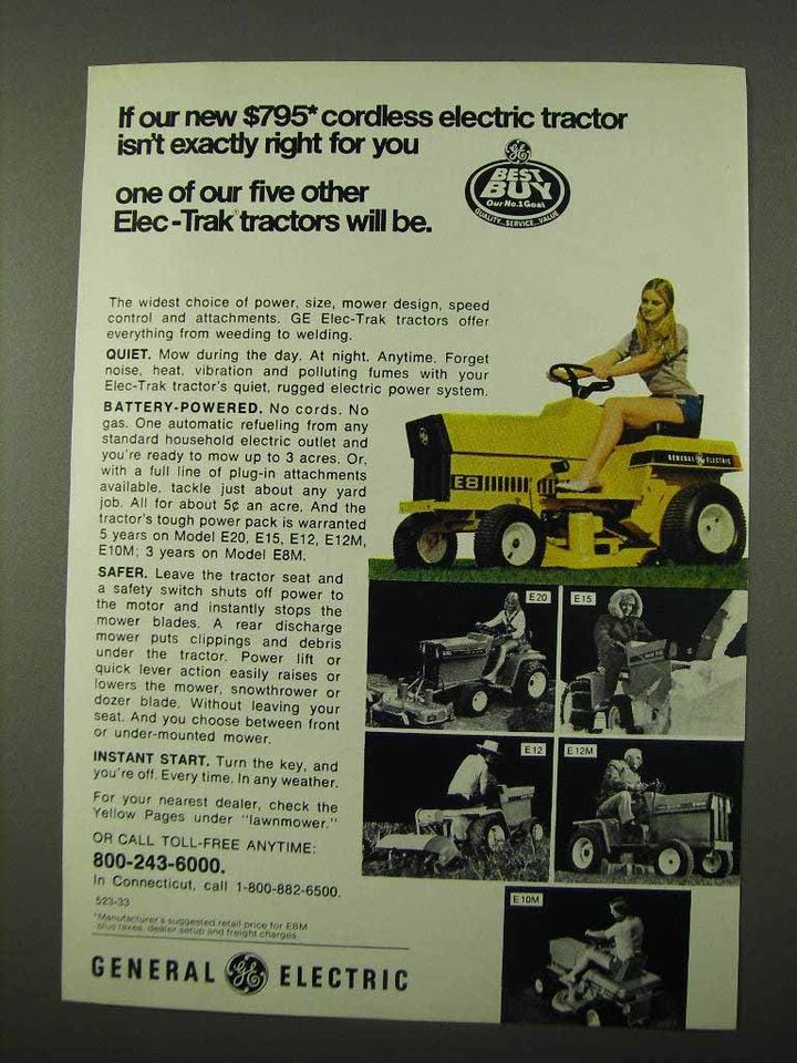 1972 General Electric E8M Elec-Trak Tractors Ad