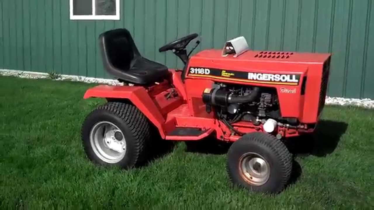 Ingersoll 3118D Garden Tractor 18hp Perkins Diesel Engine - YouTube