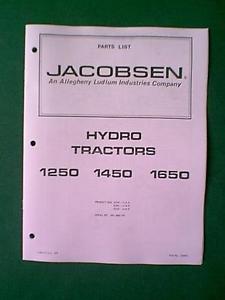 Details about JACOBSEN TRACTOR HYDRO MODELS 1250 1450 1650 PARTS ...