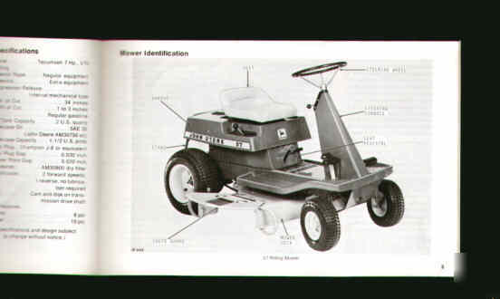 What is for sale: John deere 57 riding mower operators manual original ...