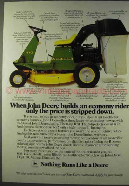 John Deere R70 Riding Mower http://takemeback.to/03-March-1985