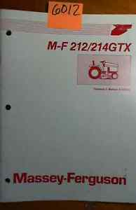 Massey Ferguson M-F 212 214GTX MF212 MF 212 MF241GTX Operator's Owner ...