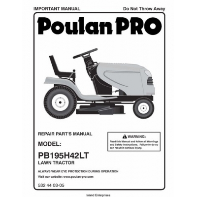 Poulan PRO PB195H42LT (96042013600) Lawn Tractor/Ride Mowers Repair ...