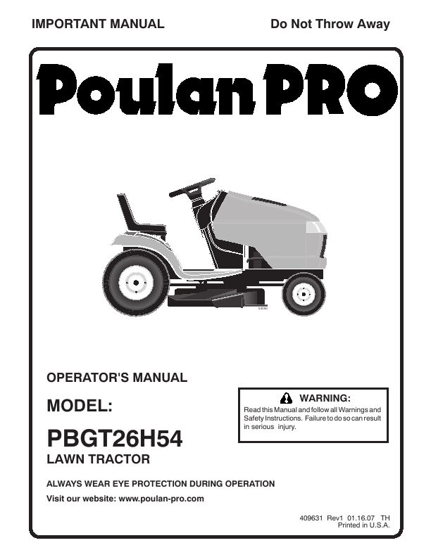 Search poulan poulan lawn tractor User Manuals | ManualsOnline.com