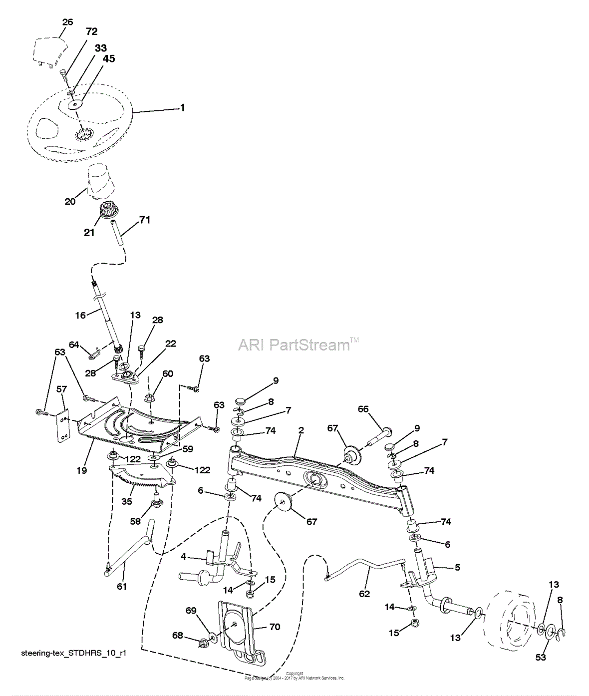 Poulan PO12530LT - 96041021301 (2012-01) Parts Diagram for STEERING