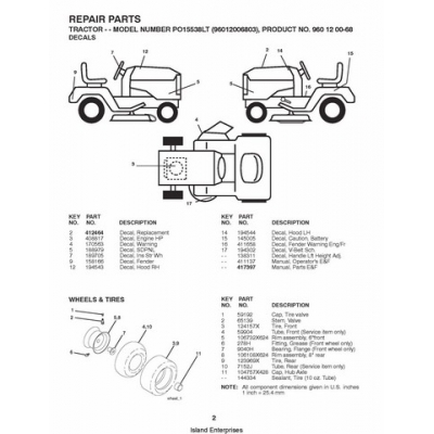 Poulan PO15538LT (96012006803) Tractor & Ride Mower Repair Parts ...