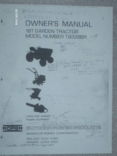 T8328BR- Sears-Roper 18T Garden Tractor Manual on CD | eBay