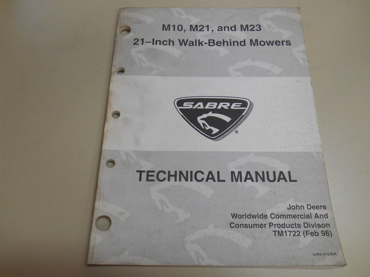 Used Sabre M10, M21 & M23 21-Inch Walk Behind Mowers Technical Manual ...