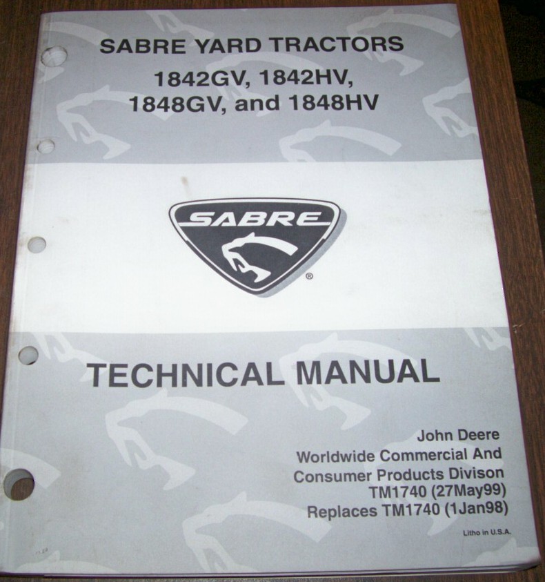 John Deere Tech Manual Sabre 1842GV, 1842HV, 1848GV,1848HV revis ...