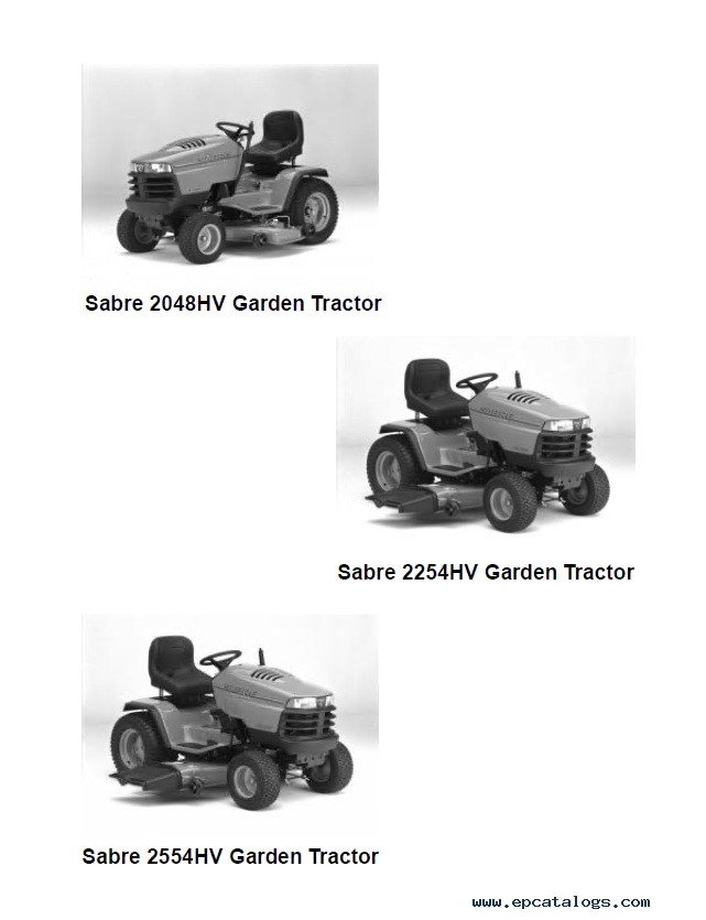 John Deere 2048HV 2254HV 2554HV Sabre Garden Tractors TM1741 Technical ...