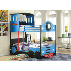 Furniture of America Blue Express Rail Twin over Twin Bunk Bed