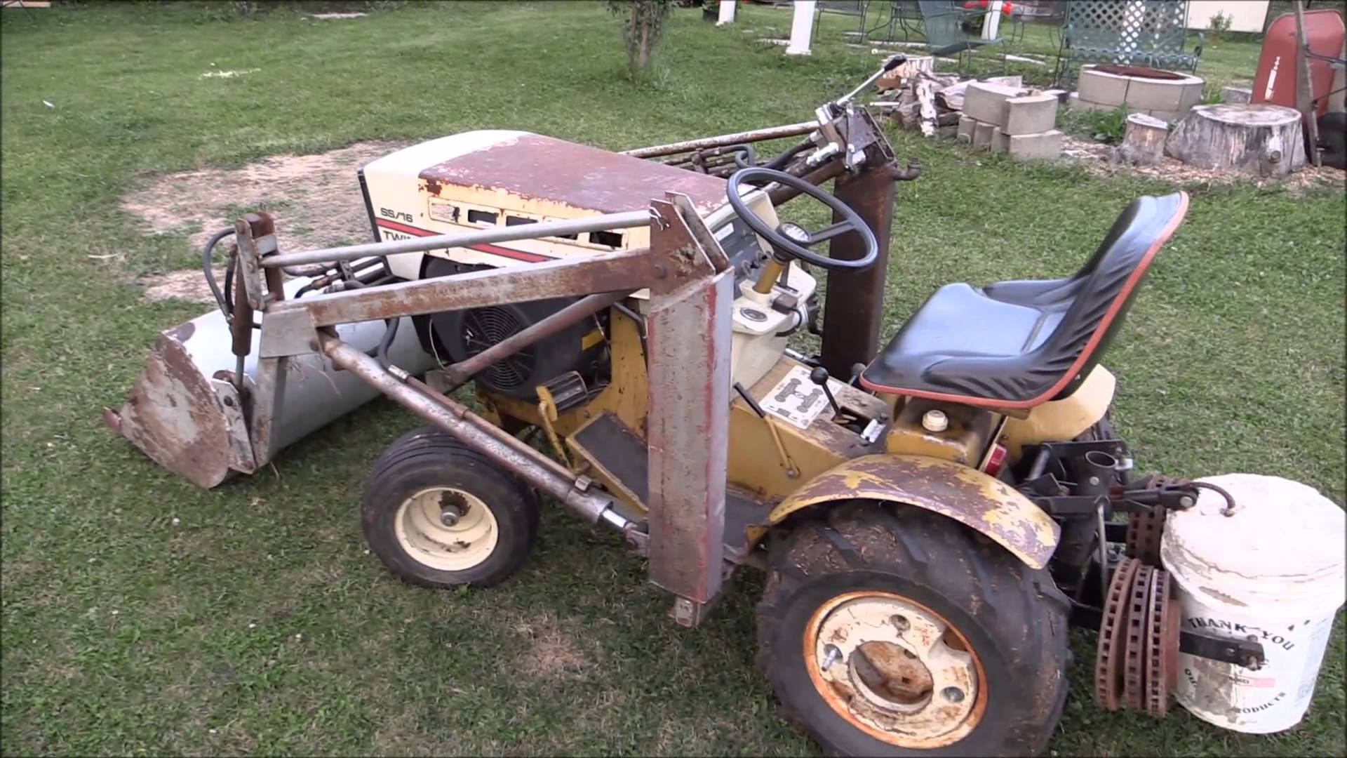 1973 Sears SS/16 V-Twin with Kwik Way Front End Loader - YouTube