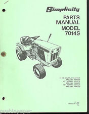 Simplicity 7014 S 14 HP Tractor 42 48 Mower Part Catalog Manual ...