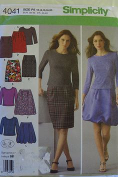 Simplicity 4041 Misses' Skirts and Knit Tops