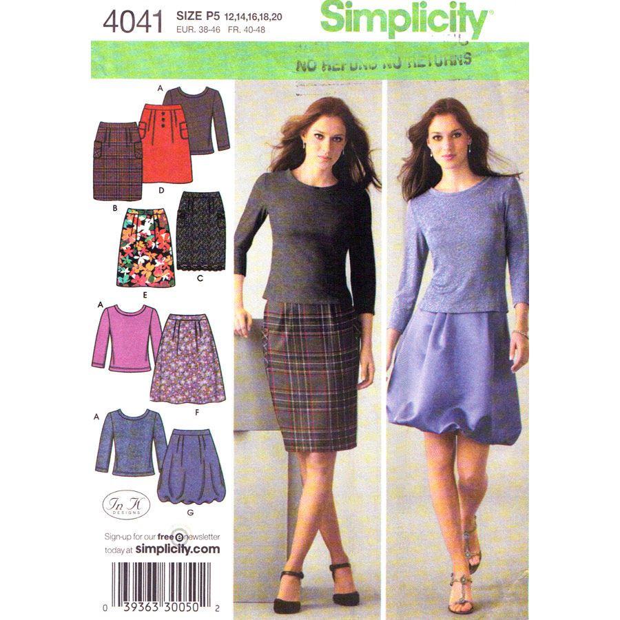 Pullover Top and Skirt Pattern Simplicity 4041 Flared or Puff Skirt ...