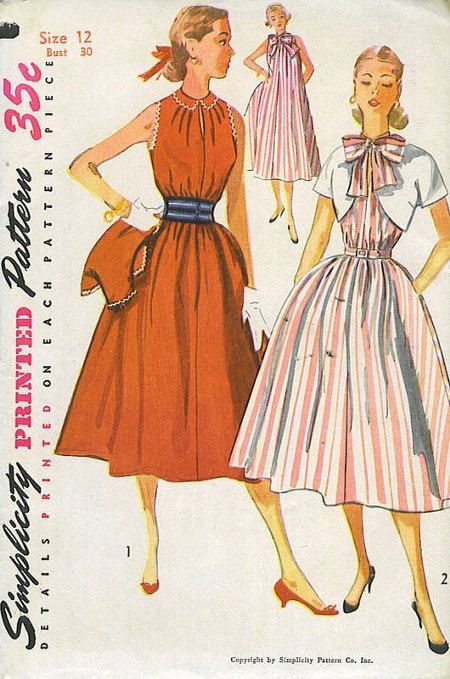 Simplicity 4208 - Vintage 1950s Womens Dress Pattern - Sleeveless ...