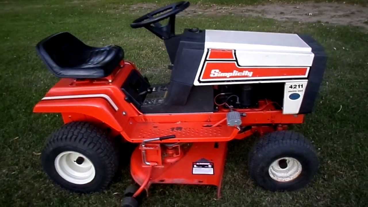 1985 Simplicity 4211 11 H.P. 36'' Cut Lawn Tractor - YouTube