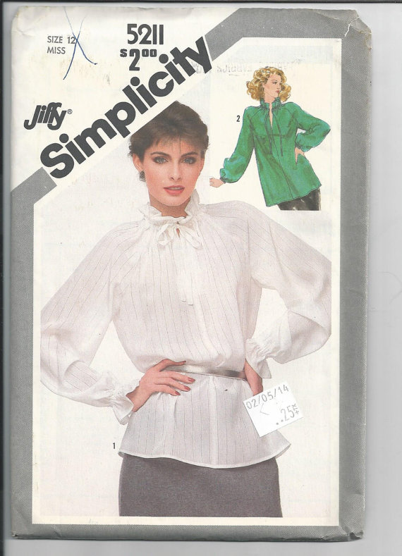 Simplicity 5211 Vintage Sewing Pattern, 1980's Misses' Jiffy Pullover ...