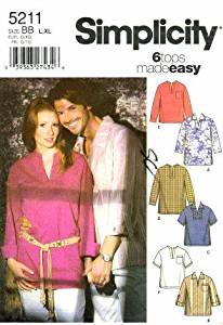 Amazon.com: Simplicity 5211 Sewing Pattern Misses Mens Teens Tunic Top ...