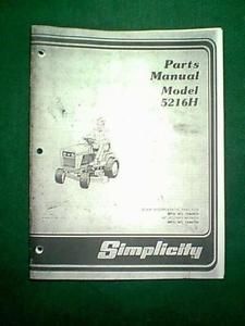 Simplicity 5216H Hydro Tractor 42 Mower Parts Manual | eBay