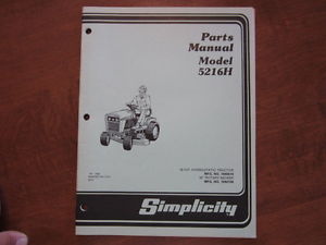 Simplicity 5216H garden tractor parts manual model# 1690810 | eBay