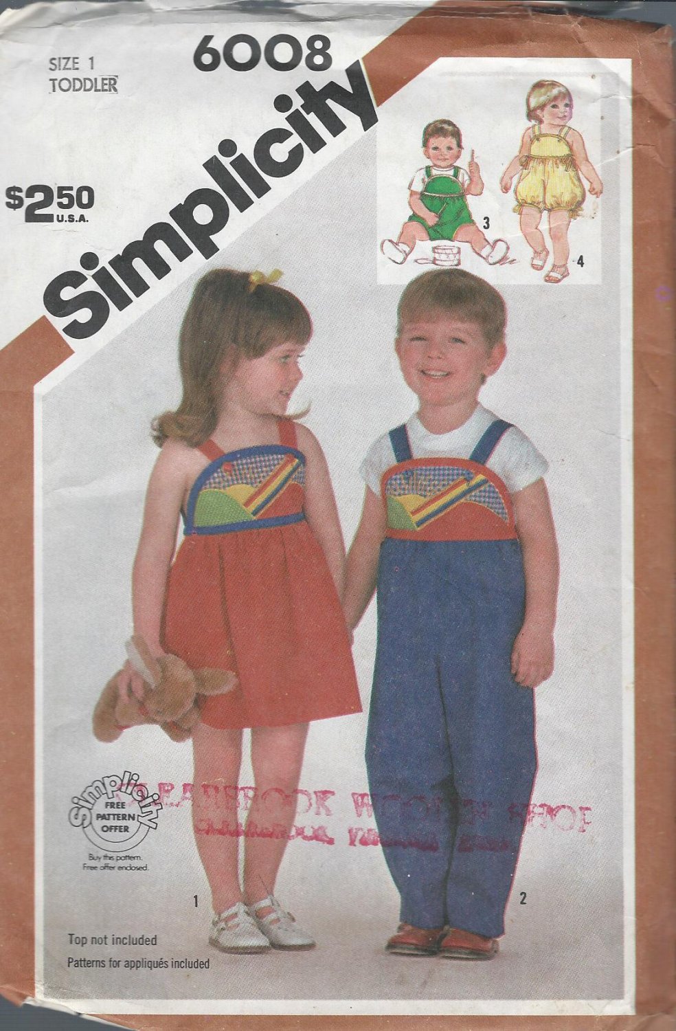 Vintage Simplicity Pattern 6008 Boys and Girls! Toddler Size 1