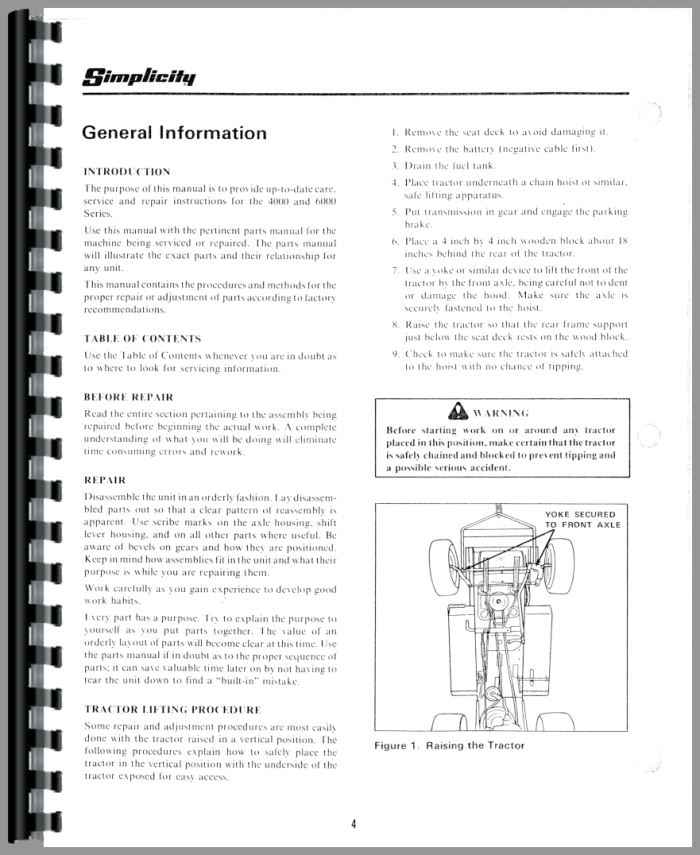 Simplicity 6010 Lawn & Garden Tractor Service Manual (HTSI-MS4000)