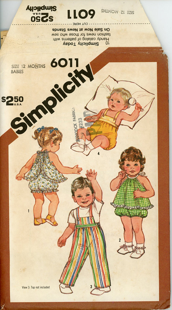 Baby Overalls 1980s Simplicity 6011 Vintage Overalls in Two Lengths ...