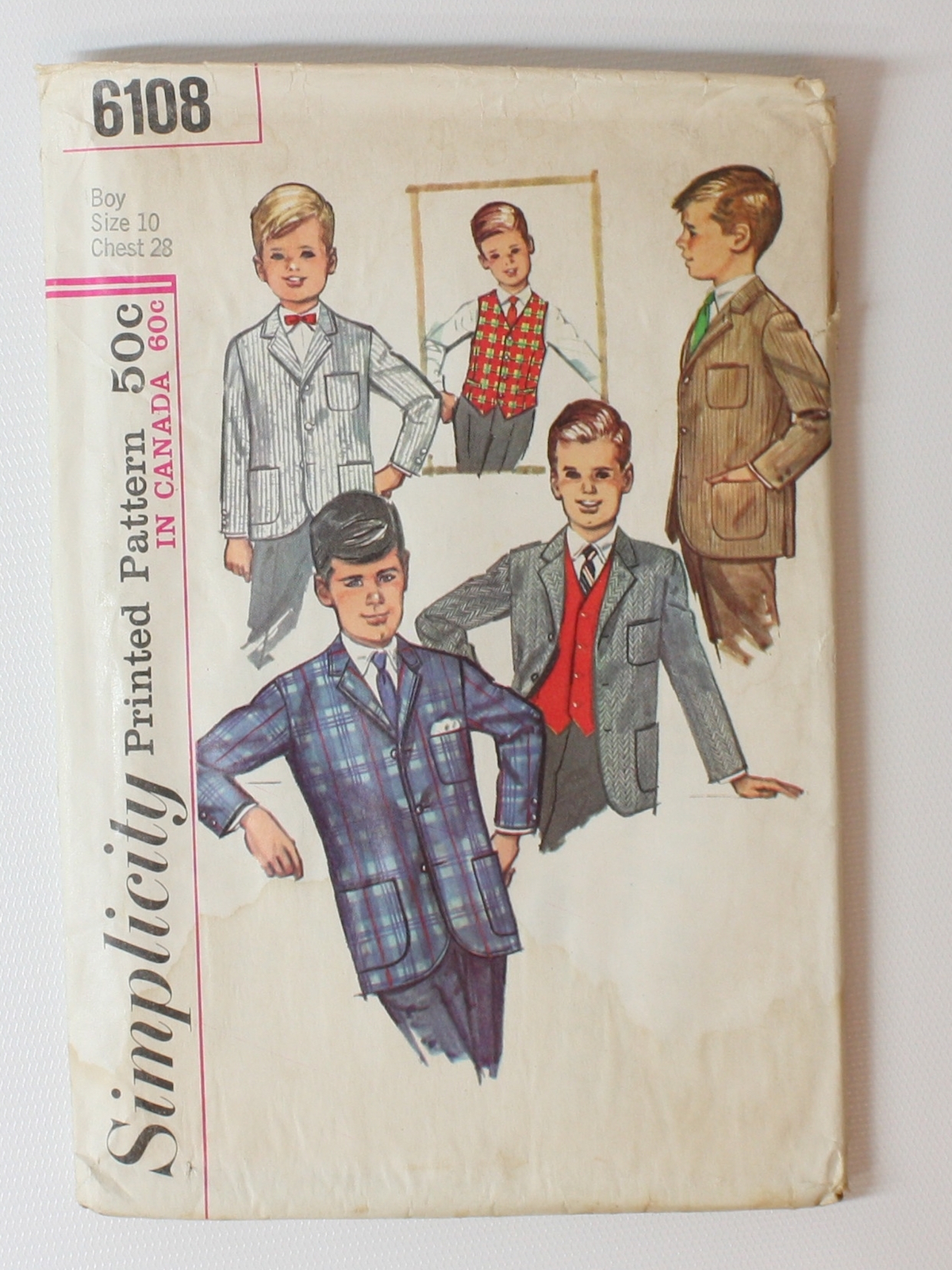Sixties Sewing Pattern: 60s -Simplicity Pattern No. 6108- Boys vest ...