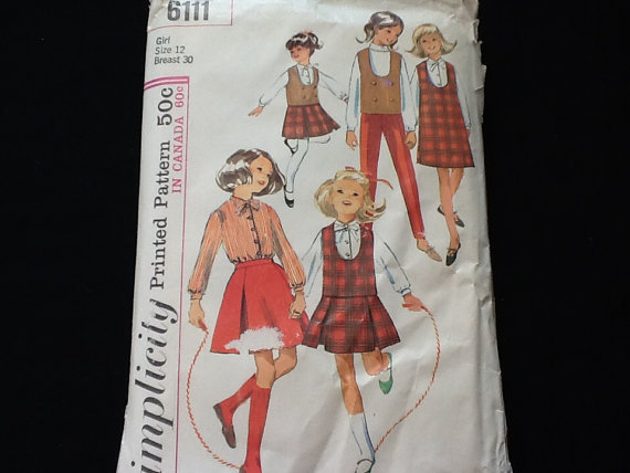 Simplicity pattern 6111. Vintage 1960s girl child jumper or top ...