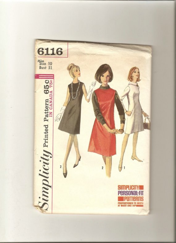 ... 1960s Misses Dress Sewing Pattern Simplicity 6116 Size 10 Bust 31
