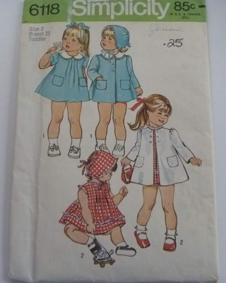 Vintage 1973 Simplicity 6118 Toddler Girls by TinyHomeTreasures