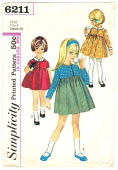 Simplicity 6211 Vintage 60s Little Girl's Dress by PatternPlaying More