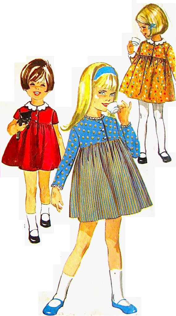Simplicity 6211 Vintage 60s Little Girl's Dress with High Empire ...