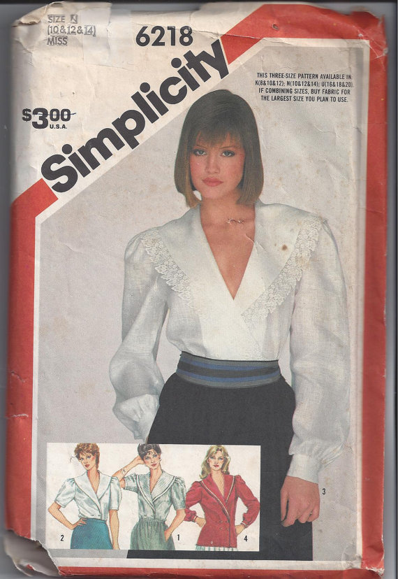 Simplicity 6218 Pattern for Misses' Double Breasted Blouse. Sizes 10 ...