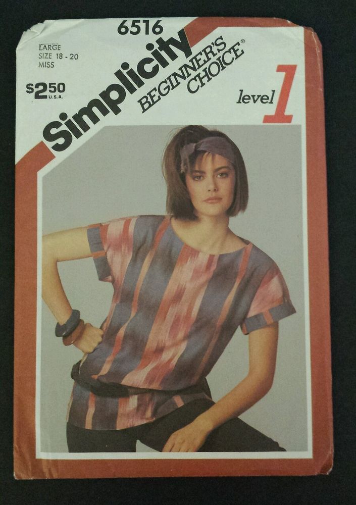 80s Retro Fashion Simplicity Pattern 6516 Womens Size Large 18-20 ...