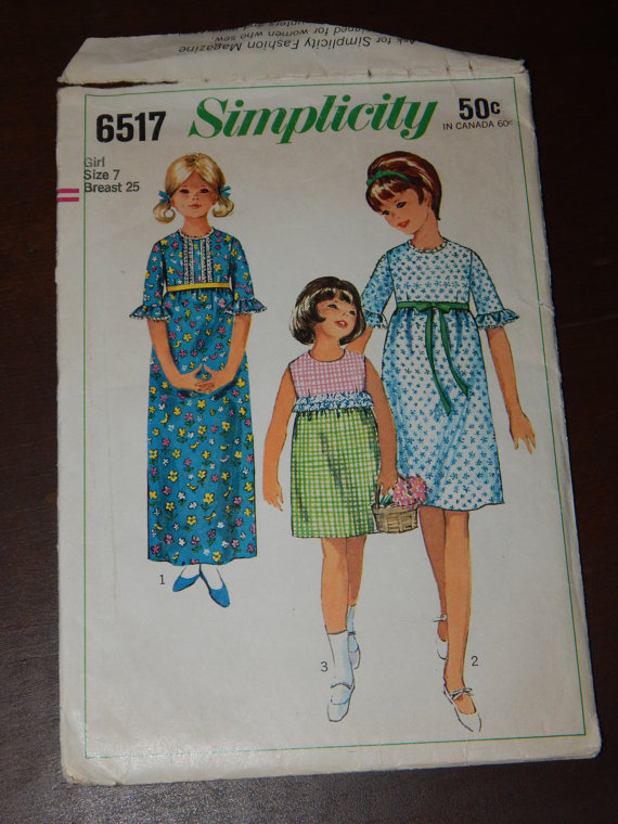 Simplicity 6517 Vintage little girls dress pattern in two lengths Size ...