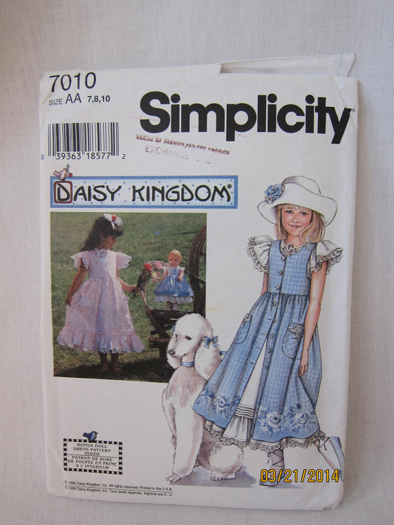 Daisy Kingdom Dress Pattern, Simplicity 7010. Fancy Dress & Matching ...