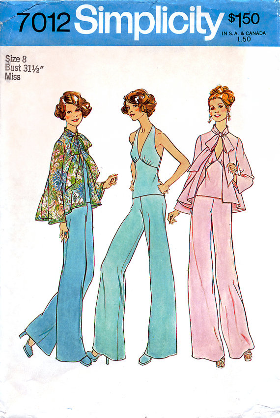 Simplicity 7012 Vintage 70s Sewing Pattern for Misses' Top, Halter Top ...