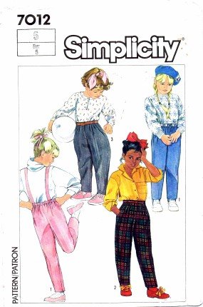 Simplicity 7012 Sewing Pattern Toddler Girls Pants & Jodphurs Size 5