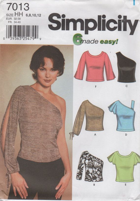 Simplicity 7013 Misses Six Made Easy Sexy Tops Pattern for Knits ...