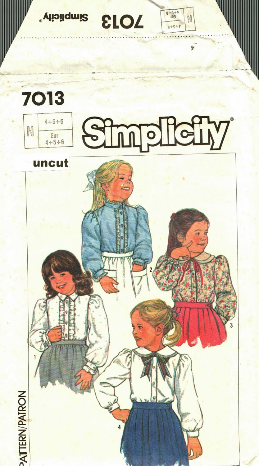 Simplicity 7013 Pattern uncut Toddlers Girls 4 5 6 Blouse with Ruffles ...