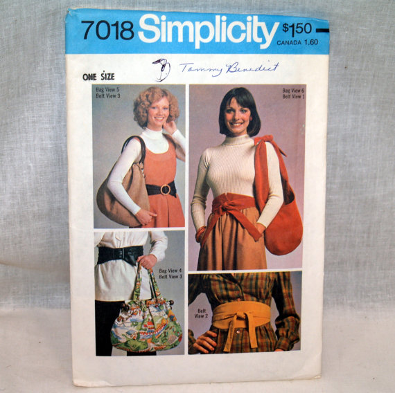 Simplicity 7018 1970s belts and bags by RetroRecycle on Etsy