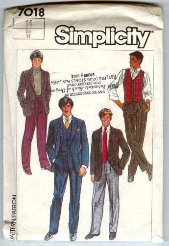 Simplicity 7018 Teen Boys Pants Lined Jacket and Vest uncut 14 ...