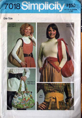 Simplicity Vintage Sewing Pattern 7018 - Belt and Bag Assortment 1975