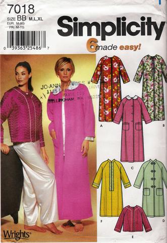Simplicity 7018 Misses' Robe in Two Lengths and Bed Jacket Moo-Moo